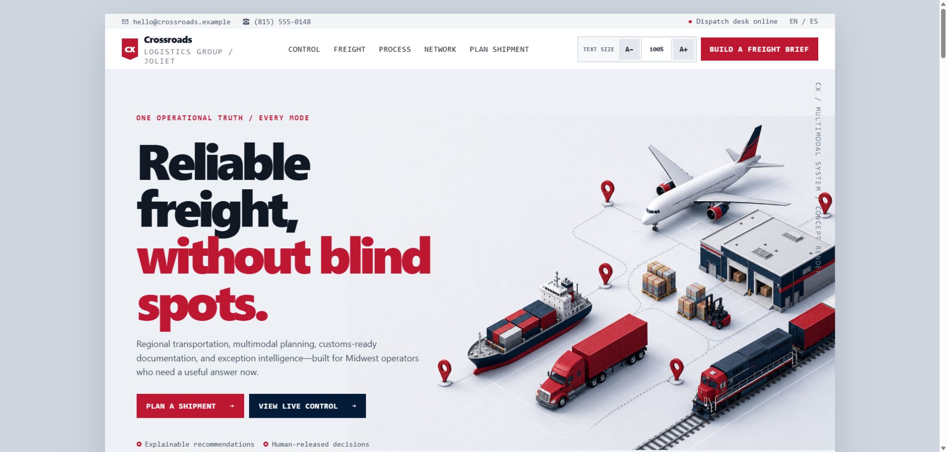 Crossroads Logistics Group website homepage