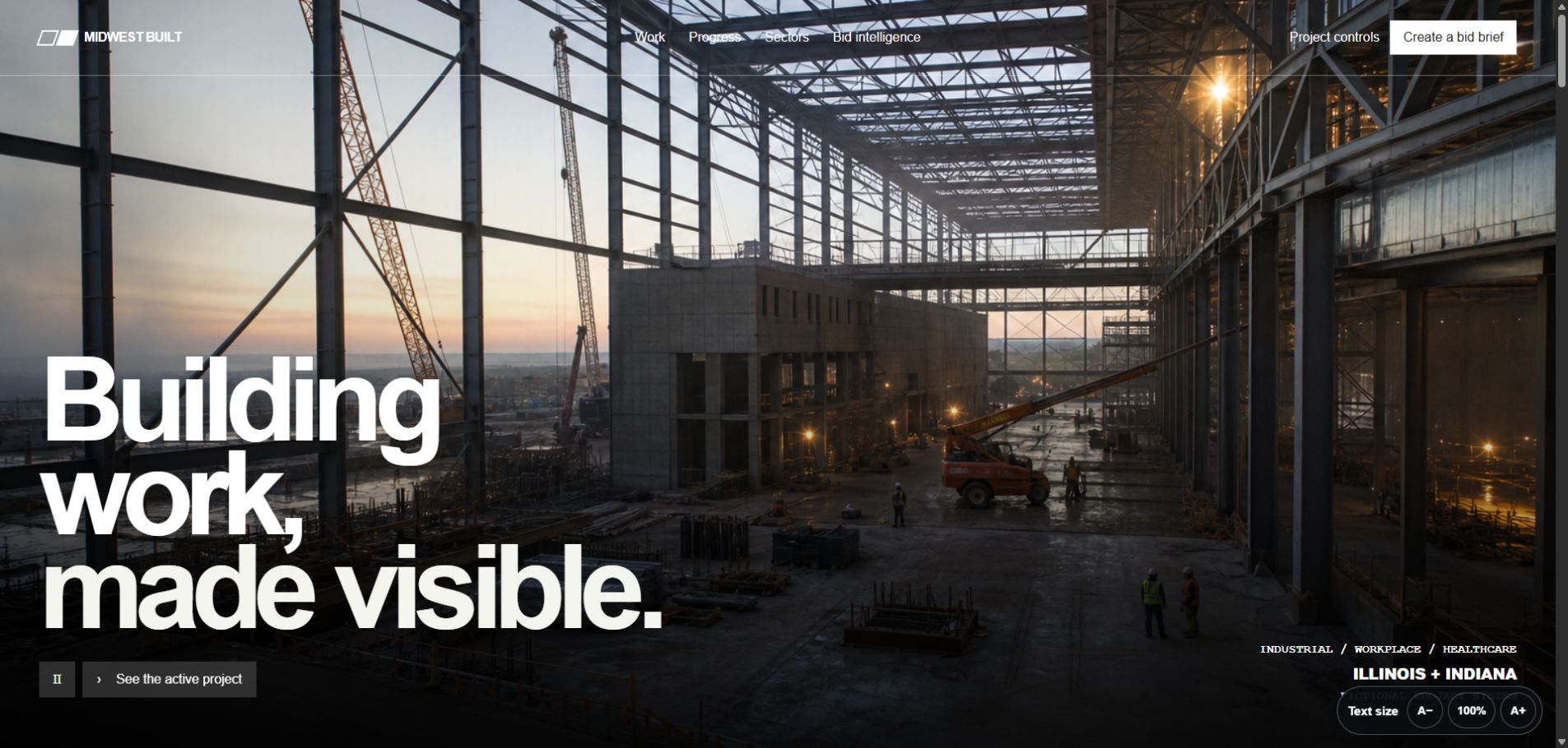 Midwest Built Commercial website homepage