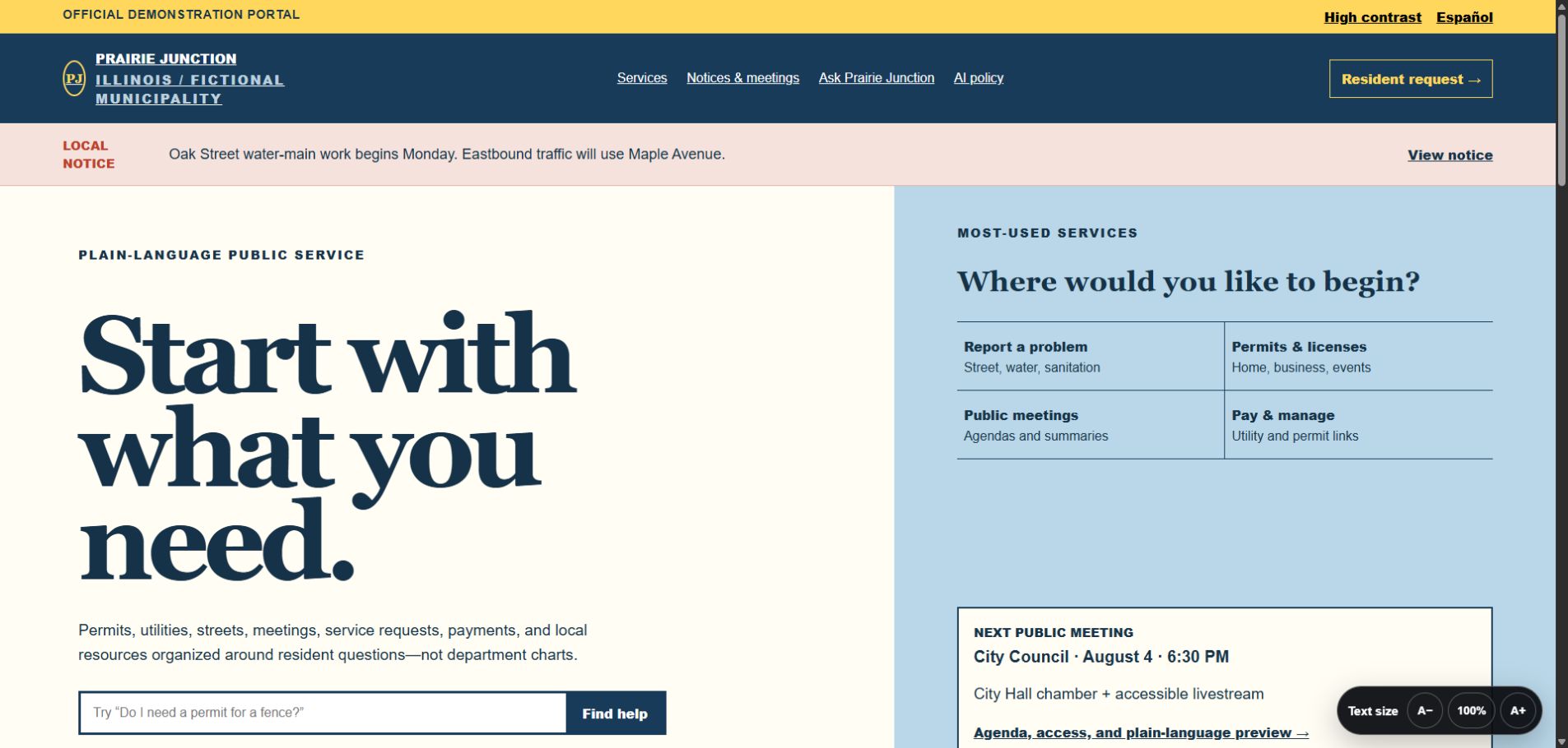 Prairie Junction website homepage