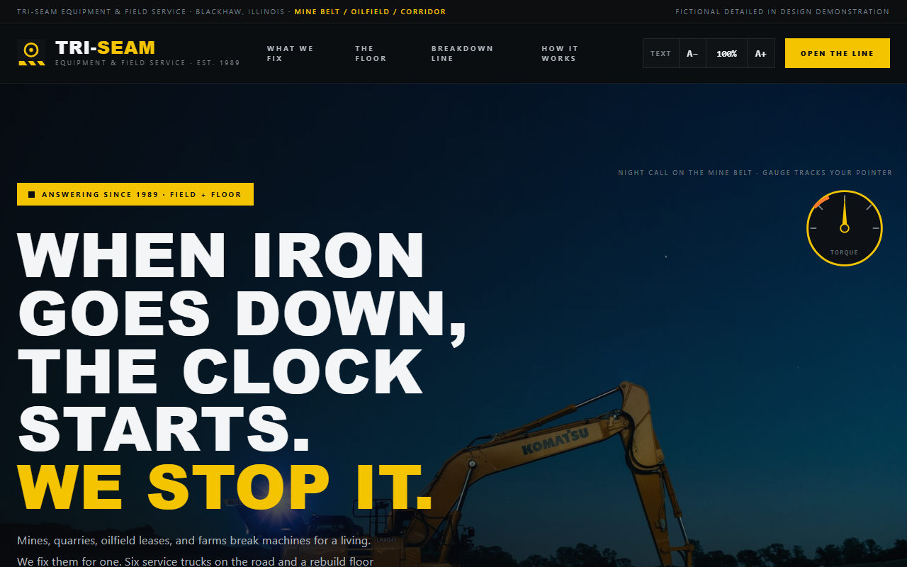 Tri-Seam Equipment & Field Service website homepage